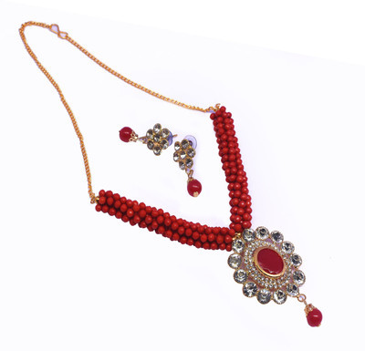 lookat Stone, Plastic Brass Red Jewellery Set(Pack of 1)