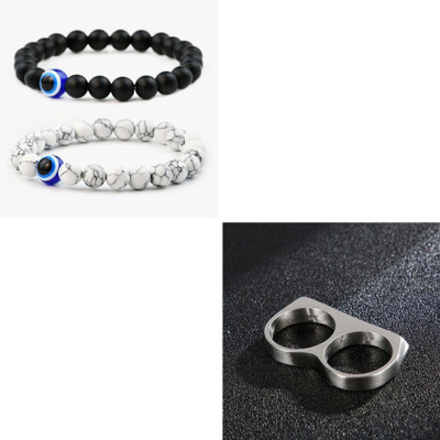 Vipunj Crystal, Stainless Steel Sterling Silver Silver, Black, White Jewellery Set(Pack of 2)