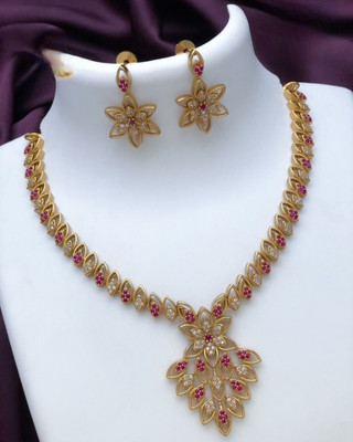 TheWardrobee Brass Gold-plated Multicolor Jewellery Set(Pack of 2)