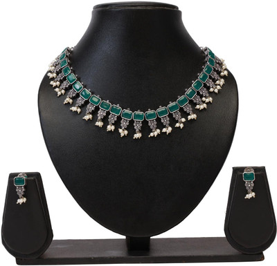 Efulgenz Alloy Black Silver Green Jewellery Set(Pack of 3)