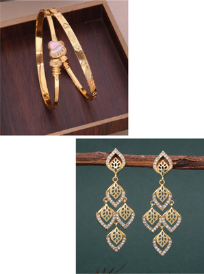 VEDDAA Brass Gold-plated Purple Jewellery Set(Pack of 2)