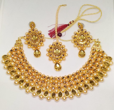 K P ENTERPRISES Alloy Gold-plated Gold, Gold Jewellery Set(Pack of 1)