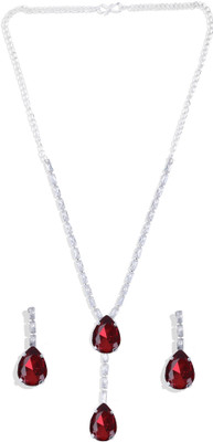 Velvet Jewelz Alloy Silver White Jewellery Set(Pack of 1)