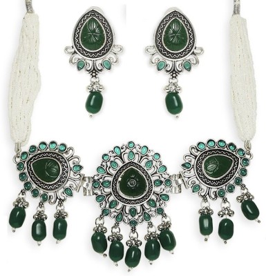 Oomph Alloy Silver Silver, Green, White Jewellery Set(Pack of 2)