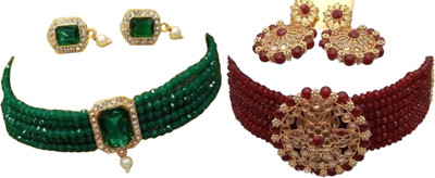 JMBW INTERNATIONAL Alloy Green, Maroon Jewellery Set(Pack of 2)