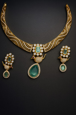sr pro Alloy Gold-plated Green Jewellery Set(Pack of 1)