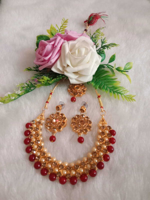 JMBW INTERNATIONAL Alloy Maroon Jewellery Set(Pack of 1)