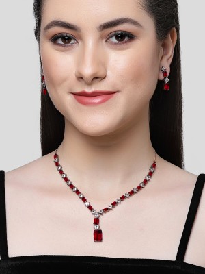 Karatcart Alloy Black Silver Red Jewellery Set(Pack of 1)