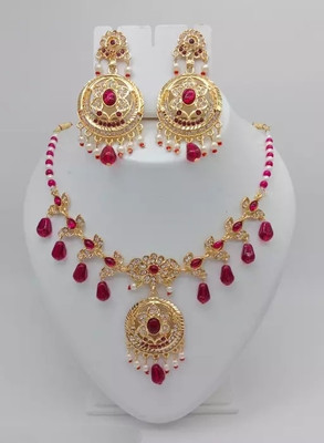 smtsha Alloy Gold-plated Pink Jewellery Set(Pack of 3)