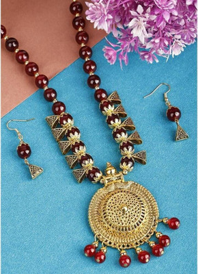 Anamya Collections Alloy Maroon, Gold Jewellery Set(Pack of 1)
