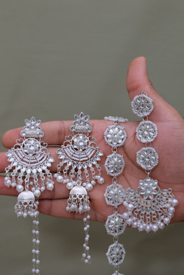 VISITART JEWELLERY Alloy Silver White Jewellery Set(Pack of 3)