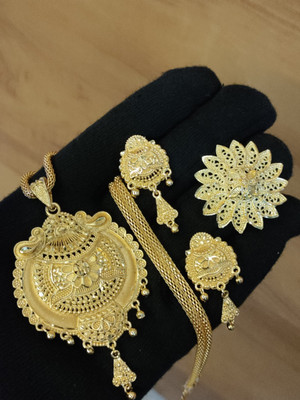 OmKrishiv Brass Gold-plated Gold Jewellery Set(Pack of 3)
