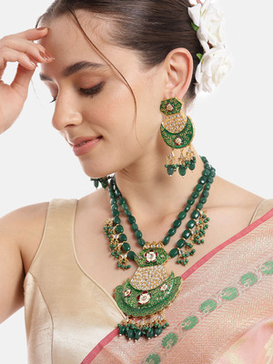 ANOUK Brass Gold-plated Green Jewellery Set(Pack of 1)