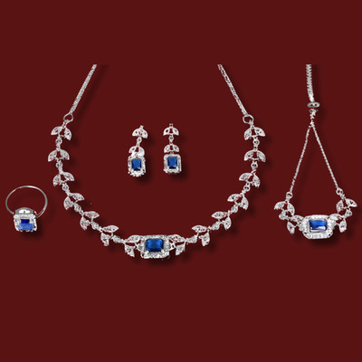 ORUKA Brass Rhodium Blue Jewellery Set(Pack of 1)