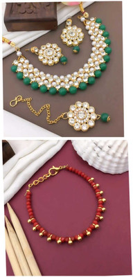 Shree Jai Sai Art Alloy Gold-plated White Jewellery Set(Pack of 1)