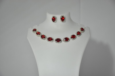 mitrfashion Sterling Silver Silver Ruby Red Jewellery Set(Pack of 2)