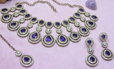 VATSALYA creation Alloy Gold-plated Blue Jewellery Set(Pack of 1)