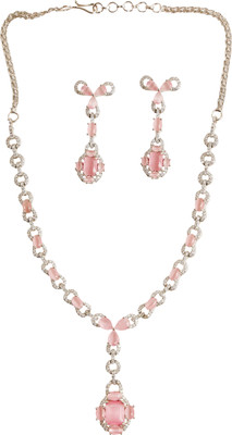 GEMRON JEWEL Brass Rhodium Pink Jewellery Set(Pack of 1)
