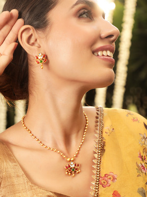 RUBANS Brass Gold-plated Multicolor Jewellery Set(Pack of 1)