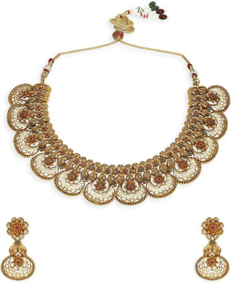 Oomph Alloy Gold-plated Red, Green, Gold Jewellery Set(Pack of 2)