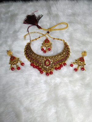 MAAIMPEX Alloy Gold-plated Red Jewellery Set(Pack of 1)