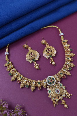 Meira Jewellery Alloy Gold-plated Multicolor Jewellery Set(Pack of 3)