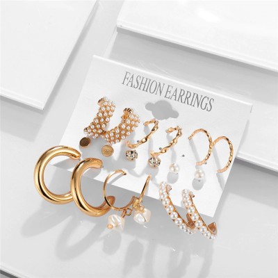 Jewels Galaxy Rakhi Gift Ideas stylish fashion hoop earring combo Pearl Alloy Stud Earring