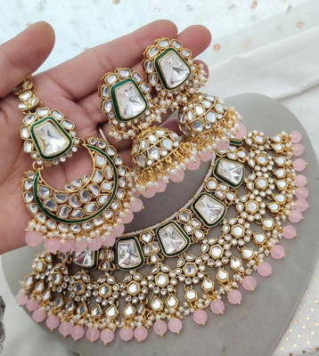 Kum Kum art Alloy Gold-plated Pink Jewellery Set(Pack of 1)