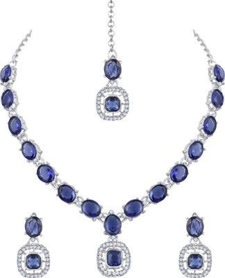 Atasi International Alloy Rhodium Silver, Blue Jewellery Set(Pack of 3)