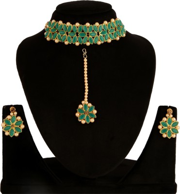 Opanzo Jewels Alloy Gold-plated Green Jewellery Set(Pack of 1)