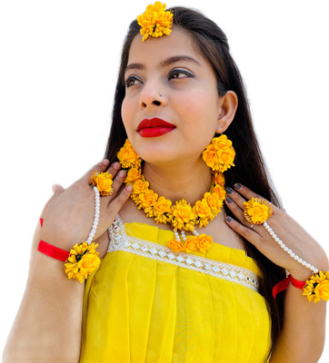 kripalu Fabric Yellow Jewellery Set(Pack of 1)
