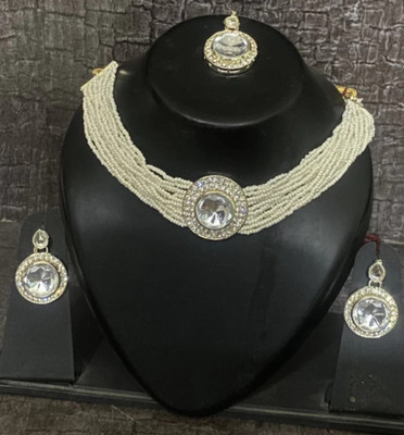 NIKYANKA Brass Gold-plated Gold, White Jewellery Set(Pack of 1)