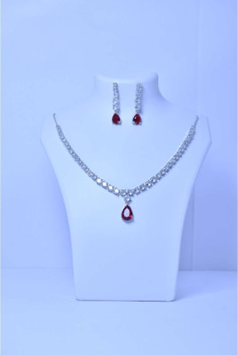 mitrfashion Sterling Silver Silver Ruby Red Jewellery Set(Pack of 2)