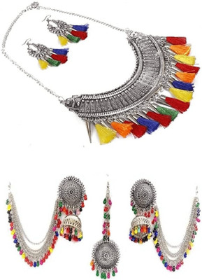 ZUKHRUF Oxidised Silver Silver Multicolor Jewellery Set(Pack of 2)