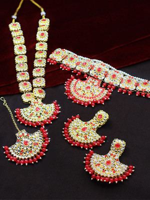 SAIYONI Alloy Gold-plated Red Jewellery Set(Pack of 1)