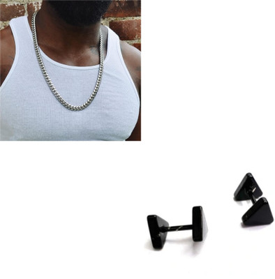 MAATRCHAAYA Stainless Steel Titanium, Sterling Silver Black, Silver Jewellery Set(Pack of 2)