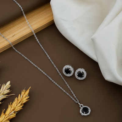 Temora Alloy Sterling Silver Black Jewellery Set(Pack of 3)