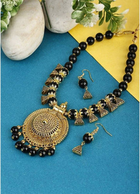 Opus Gems Alloy Gold-plated Black Jewellery Set(Pack of 1)