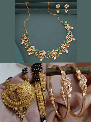 ANOUK Brass Gold-plated Multicolor, Maroon Jewellery Set(Pack of 3)