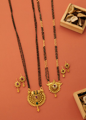 Ringaz Alloy Gold-plated Black, Gold Jewellery Set(Pack of 6)