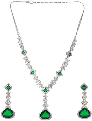 Oomph Alloy Silver Green, Silver Jewellery Set(Pack of 2)