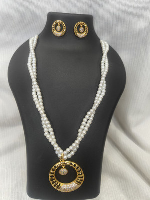 Gorkhastyle Brass Gold-plated White Jewellery Set(Pack of 3)