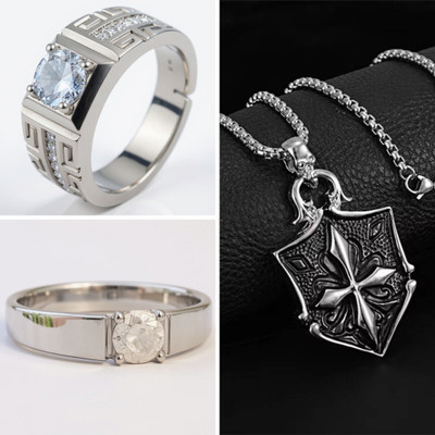 KURMASHOP Stainless Steel Sterling Silver Silver, Black, White Jewellery Set(Pack of 3)