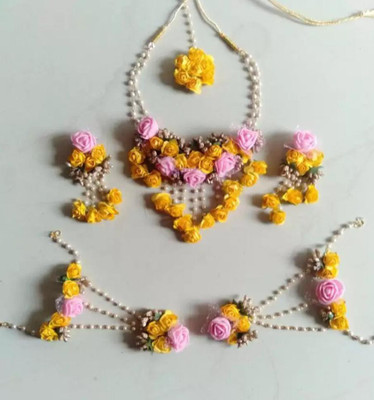 ringzinnie Fabric, Paper Red, Yellow Jewellery Set(Pack of 1)