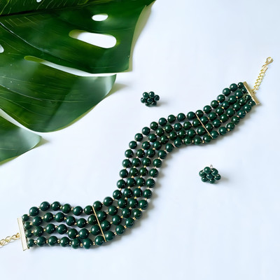 RAUNAK CREATION Alloy Green, Gold Jewellery Set(Pack of 3)