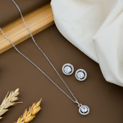 Temora Alloy Sterling Silver White Jewellery Set(Pack of 3)