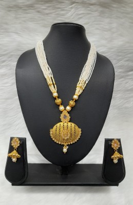 Ashutosh Art Jewellery Brass Gold-plated White Jewellery Set(Pack of 1)