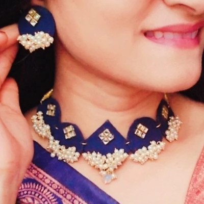 AGASTYA CREATIONS Fabric Blue Jewellery Set(Pack of 1)