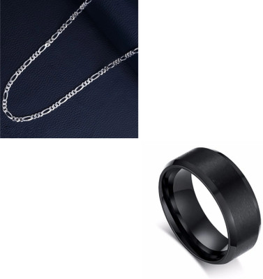 MAATRCHAAYA Stainless Steel Sterling Silver, Titanium Silver, Black Jewellery Set(Pack of 2)
