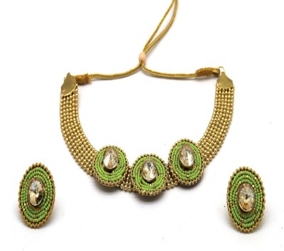BELLACRAZE Metal Gold-plated Gold, Green Jewellery Set(Pack of 1)